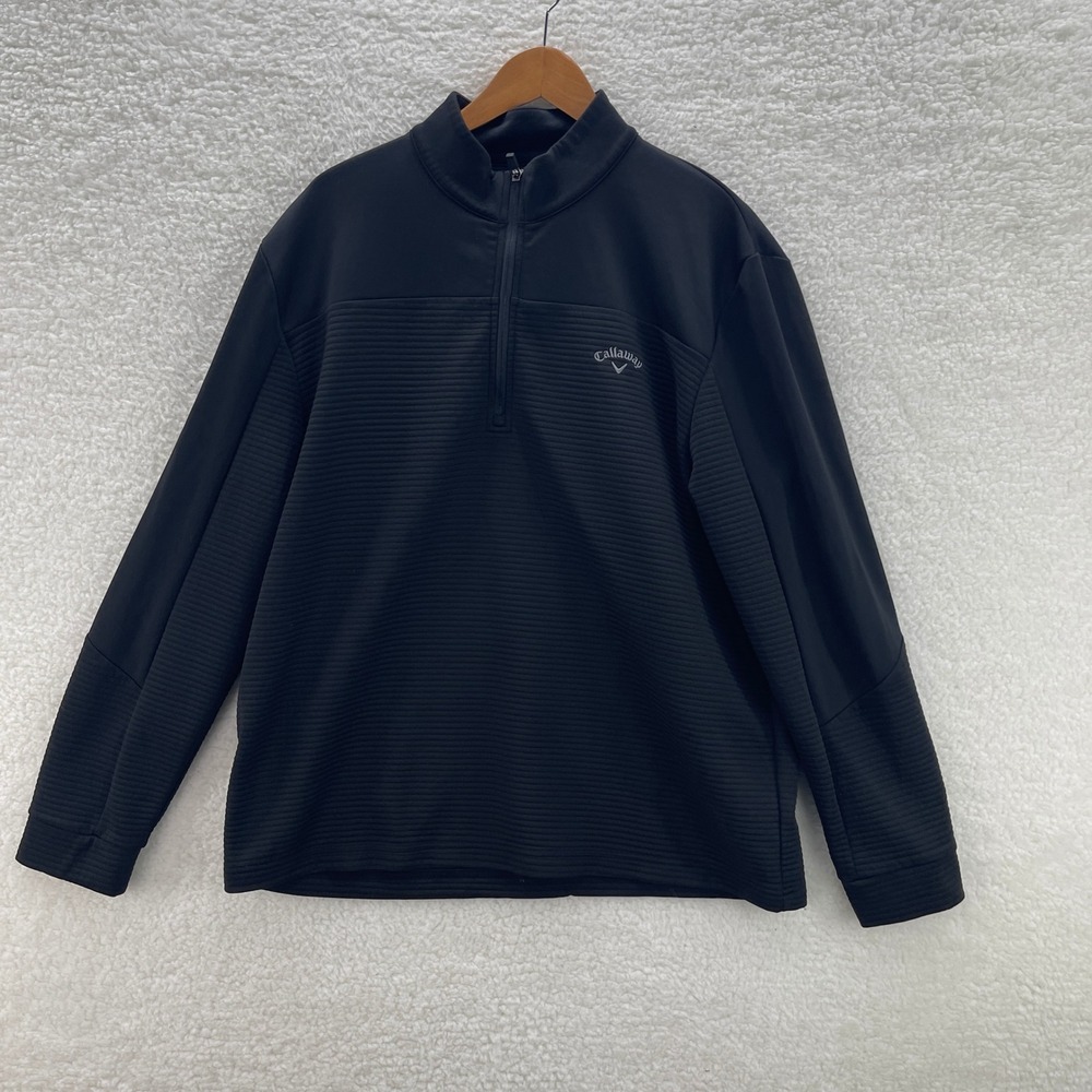 Callaway 1/4 Zip Jacket Men's XL Black Opti-Dri Fleece Lightweight Golf Preppy